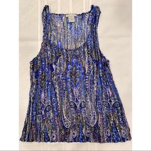 Alberto Makali Crinkle Sleeveless Blouse - abstract floral print - size XL